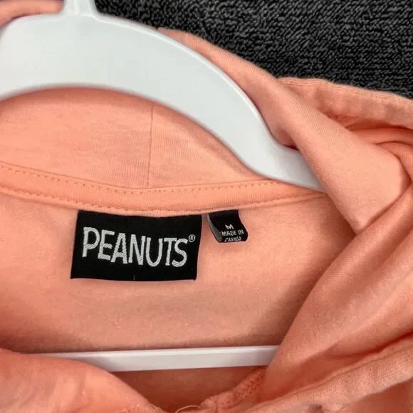 Peanuts Crop Hooded Oversized Top Snoopy Woodstock Size M - Picture 2 of 3